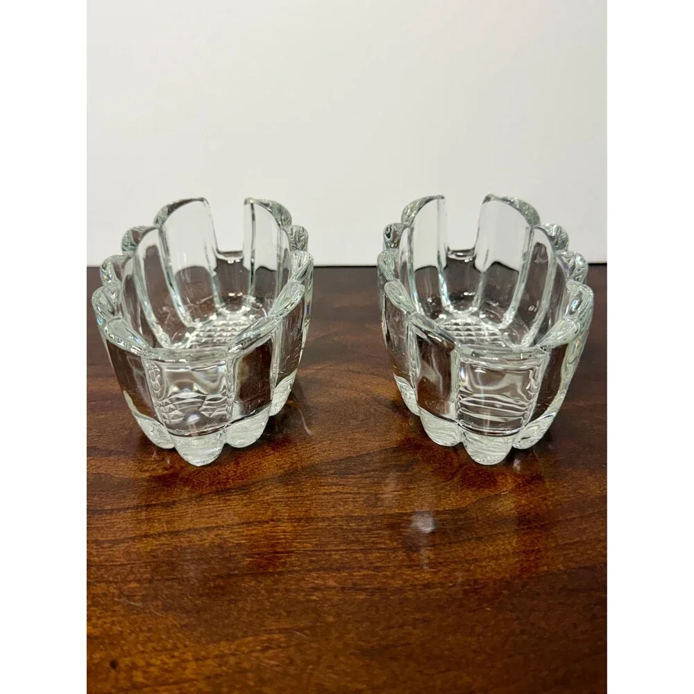 Vintage Princess House #438 Spoon Fork Holders Pair Crystal Utensil Rests